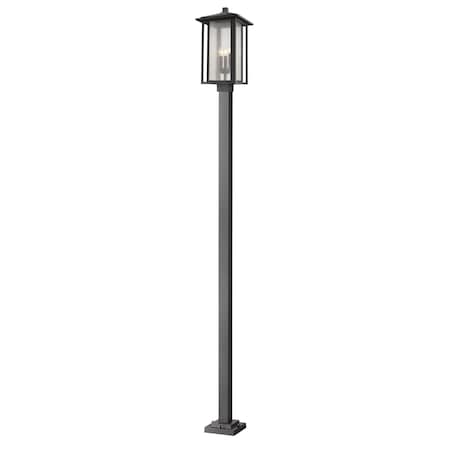 Z-Lite Aspen 3 Light Outdoor Post Mounted Fixture, Black And Clear Seedy 554PHXLS-536P-BK